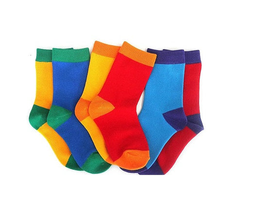 Multi Colored Socks for Kids (5 sets per pack) / جوارب متعددة الالوان للأطفال (5 مجموعات في كل علبة)